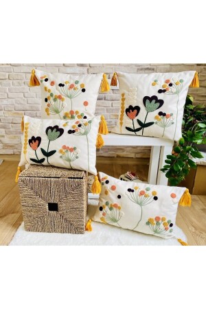 Home Design 4-teiliger, bestickter Überwurf-Kissenbezug mit Lochmuster (Punch) - Swita