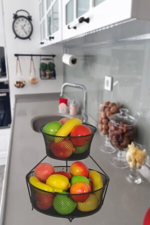 Home Nazlı 2 Tier Fruit Basket (Multi-Purpose) Basket Organizer Organizer Black. 59853 - Venon