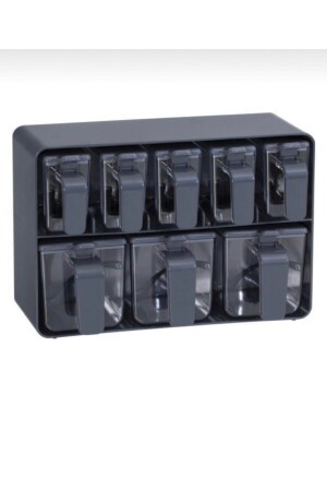 Home Set Eight Spice Rack Set with Stand Gray 8SPICE RACKGREY - Eda