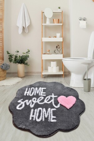 Home Sweet Home Smoked Diameter 90x90 Cm Toilet Set, Bath Mat Set Carpet 8682125939018 - Chilai Home