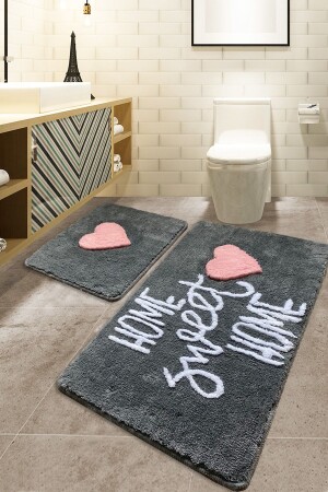 Home Sweet Home Smoked Set of 2 60x100 Cm 50x60 Cm Toilet Set - Chilai Home