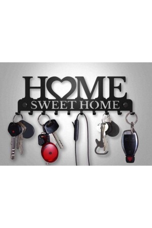 Home Sweet Home Text gemusterter dekorativer Metallaufhänger – Schlüsselanhänger – Taschenhalter – Wandmontage, Schwarz - You Bella