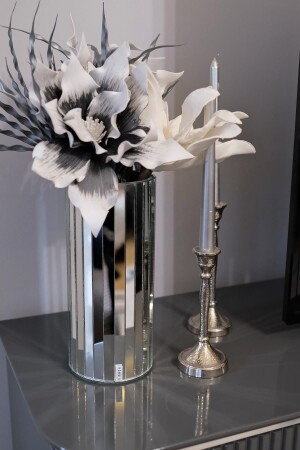 Homila 30 cm weiße (SILBER) verspiegelte Vase - Homila