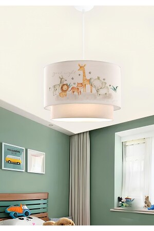 Homing Kids Fabric Cute Animals Printed Cake Pendant Lamp Children's Room AYD-2992 - Homing