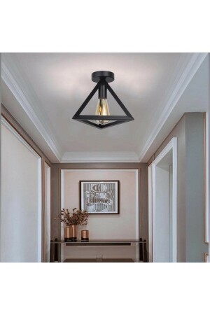 Honeycomb New Style Detailed Rustic Model Triangle Single Floor Chandelier 0084-BLKPLAFONYERUCGEN - Lambadar
