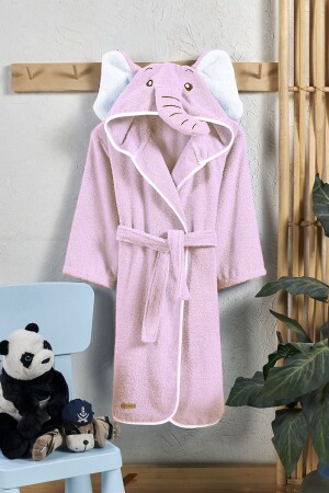 Hooded Baby Bathrobe Cotton Girl's Bathrobe Pink Elephant Animal Newborn - Ely Parker