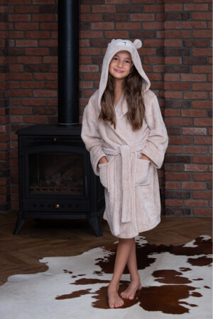 Hooded Bear Embroidered Wellsoft Children's Dressing Gown (BEJ) bej06-uni - MEYHOME