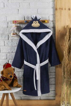 Hooded Children's Bathrobe 100% Cotton Water Absorbent Baby Girl Boy Indigo ELYPRKR00978 - ELY PARKER