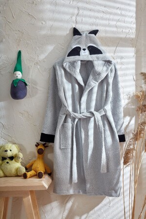Hooded Children's Bathrobe 100% Cotton Water Absorbent Baby Girl Boy Raccoon - Podiumtex