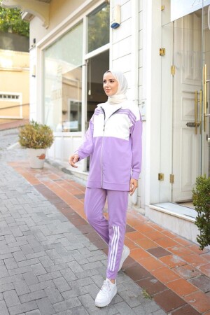 Hooded Double Tracksuit Set TRN1016 Lilac - Burcu Tesettür