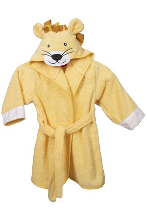 Hooded Kids Bathrobe Girl Boy Bathrobe Lion Animal Yellow BRZ0001 - ÇARŞAF DÜNYASI