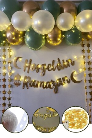 مرحبا بكم في رمضان الذهبية الحروف قاد السلسلة الكهرباء مجموعة سلطان 11 شهرا عيد الفطر غرفة التزين مجموعة - Parti Dolabı
