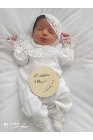 Hospital Release Lace Detailed Lora Hat Jumpsuit Newborn Mevlüt Set - Beberazzi