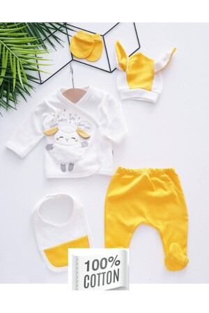 Hospital Released Organic Fabric 100% Cotton Lamb Fleece Embroidered Set of 5 - Pimadyo