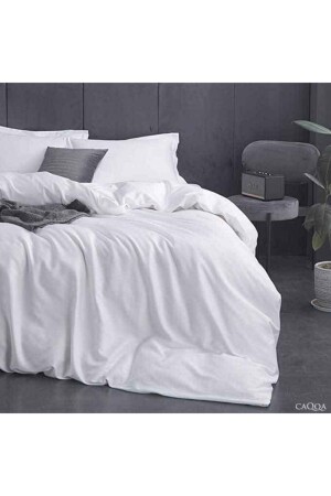 Hotel Series Nano White Single Ranforce Elastic Cotton Duvet Cover Set nanob1 - CAQQA