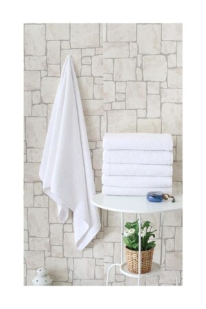 Hoteltyp 6er-Pack 70 x 140 Badetücher weiß 8681330290607 - Nevresim Dünyası