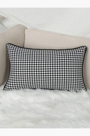 Houndstooth Black Trimmed Rectangular Throw Pillow Cover 33 X 57 Cm-soft Textured-scandinavian-christmas - Bc Home
