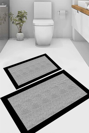 Houndstooth Pattern Bath Mat - Gray Black Mat - Non-Slip Base Toilet Set - Decorative Mat - - Eco Concept