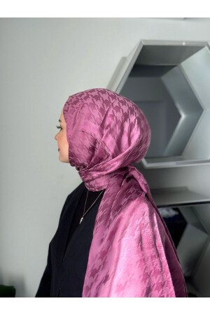 Houndstooth Pattern Lilac Cotton Jacquard Shawl - Mis İpek
