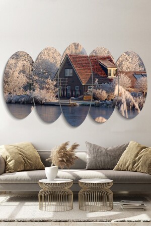 House by the Lake 5 Piece MDF Painting EV5O-2263 - Evinemoda