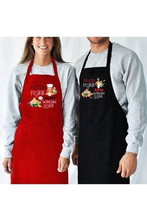Humorous 2-Piece Kitchen Apron Special for Couples - Special Chef Apron for Lovers - Cook Apron - Hediyesepeti
