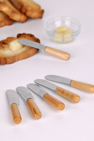 Hurricane Fur Wizard 6-Piece Breakfast Butter Jam Knife with Bamboo Handle - Set of 6 Breakfast Knives - Genel Markalar