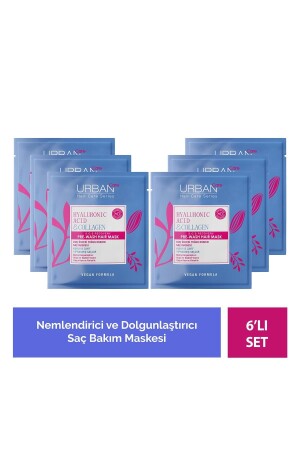 Hyaluronic Acid & Collagen Pre-Shower Hair Care Mask Special for Dry and Lifeless Hair 6 x 50 ml - Vegan - Urban Care