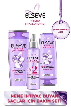 Hydra [hyaluronic] Care Set for Hair in Need of Moisture - Shampoo & Conditioner & Serum - Elseve