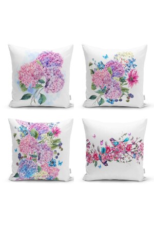 Hydrangea Flower Motif Modern 4-Piece Combination Pillow and Throw Pillow Case Kombin-K4lu-set246 - Realhomes