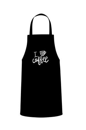 I Love Coffe Yazılı Özel Baskı Chef Mutfak Önlüğü Siyah TTMO0255 - Tasarım Trend