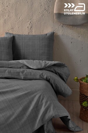 Ibiza Single Cotton Duvet Cover Set, Easy to Iron - Anthracite 2V9NTKLOLA0010002 - Lolavien