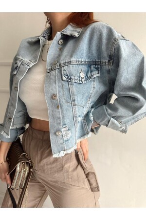 Ice Blue Laser Denim Jacket L - Lokadi