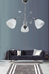 Idil Modern Krom Renk Beyaz Opal Camlı Salon - Mutfak - Yatak Odası 3 Lü Avize idill3lüü - Fer Avize