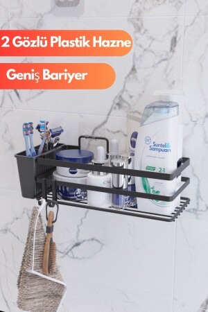 İki Gözlü Plastik Hazneli Sticker Yapışkanlı Banyo Düzenleyicisi Banyo Organizeri - Suntel Banyo Ve Mutfak Aksesuarlari