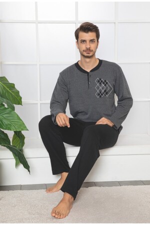 iki iplik (kalın) Uzun Kollu Pijama Takımı 5740 - Ayans Pijama