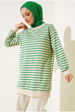 İki iplikli Çizgili Tesettür Tunik sweatshirt - Neva