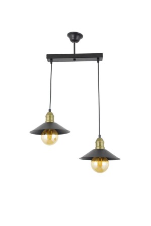 Ikili Siyah Retro Rustik Model Modern Metal Sarkıt Avize 3542BLK - Lambadar