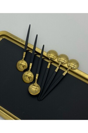 Ikon Black-gold 6 Pieces Nescafe Tea Spoon CMDSAÖCEGT45 - BRONDOFF