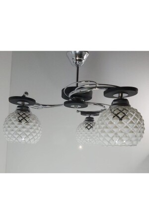 Ilay Black 3-Piece White Diamond Glass Chandelier UÇ277ARR - Uçar