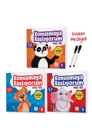 I'm Starting to Talk-Reihe (1000 am häufigsten verwendete Wörter auf Türkisch) (Alter 2–4) Yaz-sil-Bücher - Yükselen Zeka Yayınları