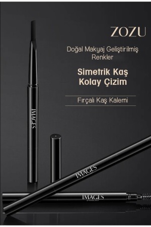 Images Series Double-Tipped Angled Eyebrow Pencil and Eyebrow Brush 0-4gr Natural Black - Zozu