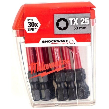 Impact screwdriver bit MILWAUKEE TX25 50mm, 10pcs. - Milwaukee Accessories