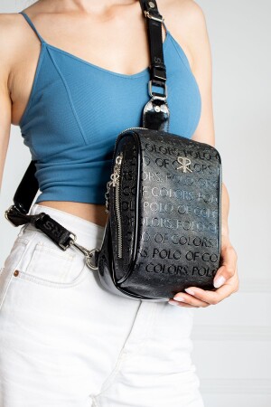 Impolo Lilyan Black Patent Leather Print Women's Waist and Crossbody Bag 25x16 Size - Impolo