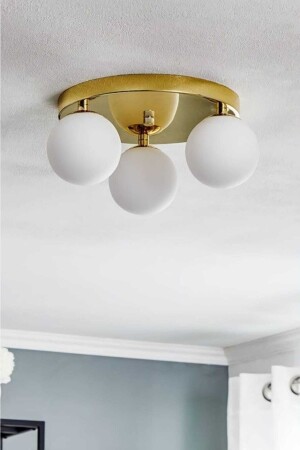 Inci 3-teiliger moderner goldener Kronleuchter (mit weißem Glas) İNC-GOLD-03 - BSA LIGHTING
