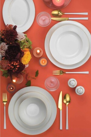 İnci Bone Calypso 53 Piece Dinner Set for 12 People Gold Mesh KTH-INBNKL53YT20 - Kütahya Porselen