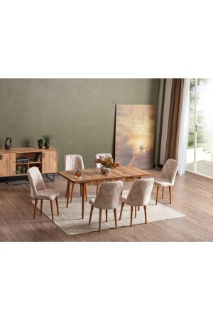 Inci Extendable Kitchen Table Set for 6 People Dining Table Set - Adahome