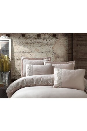 İnci French Lace Double Duvet Cover Set Beige CBİNCİİ - Çeyiz Bahçesi