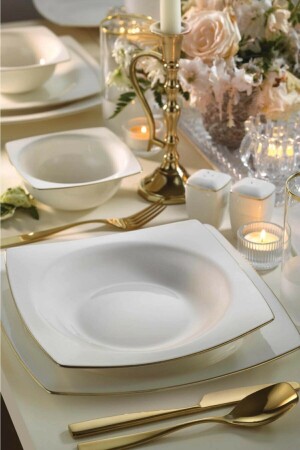 İnci Mare Kalipso 53 Piece Dinner Set for 12 People Gold Mesh KTH-INBNMR53YT20 - Kütahya Porselen