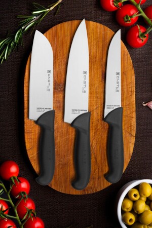Incisive Series 3 Piece Kitchen Knife Set Santaku Chef Meat Bread Vegetable Fruit Knife Cs8 - CASTLE KITCHEN