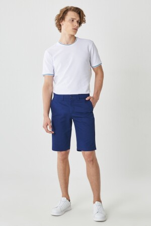 Indigofarbene, schmal geschnittene, schmal geschnittene Dobby-Chinoshorts aus 100 % Baumwolle für Herren, lässige Chino-Shorts 4A0222200008 - AC&Co / Altınyıldız Classics